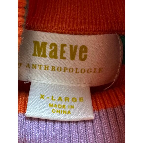 Anthropologie Maeve Striped Turtleneck Sweater colorblock Ribbed - Picture 7 of 12